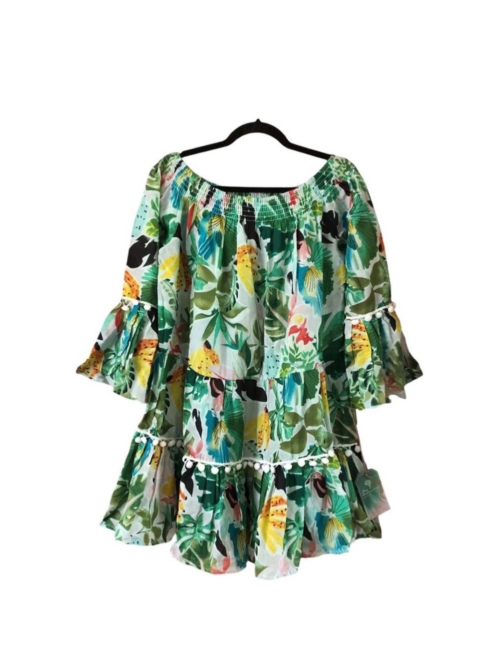 True Destinations Off-Shoulder Tropical Print Dress NWT size medium